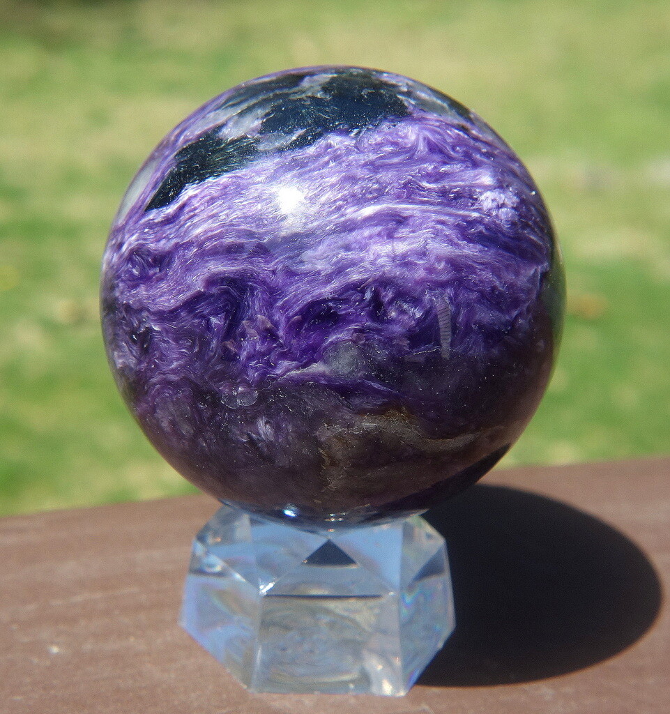 Charoite Sphere / Rich Purple Crystal Ball with Aegerine