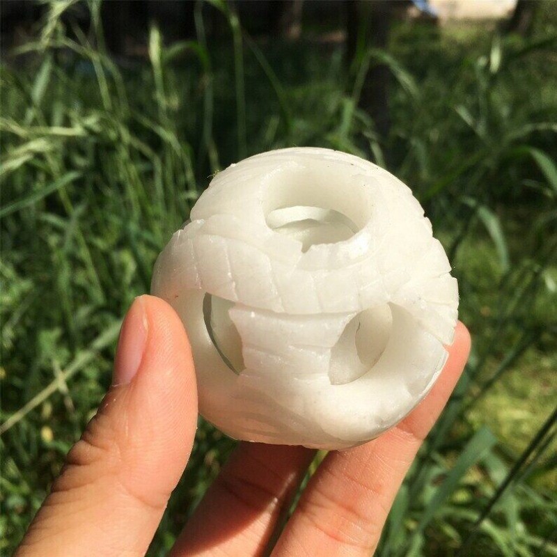 1PC 50mm+ White Jade Quartz Sphere Heal Collection Divination Prophecy 100g+