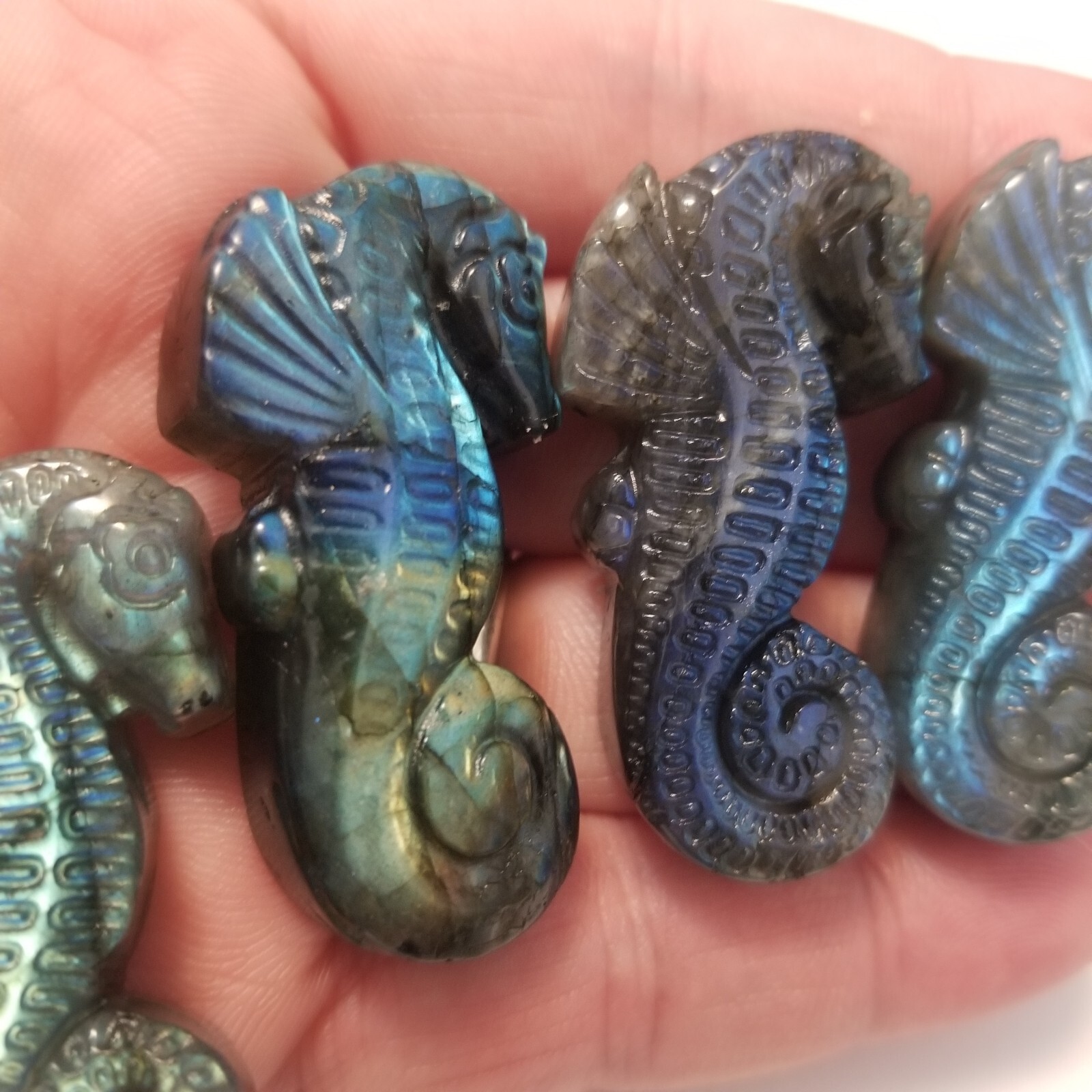 2″ Labradorite Seahorse Figurine Carving Specimen Rocks Crystal
