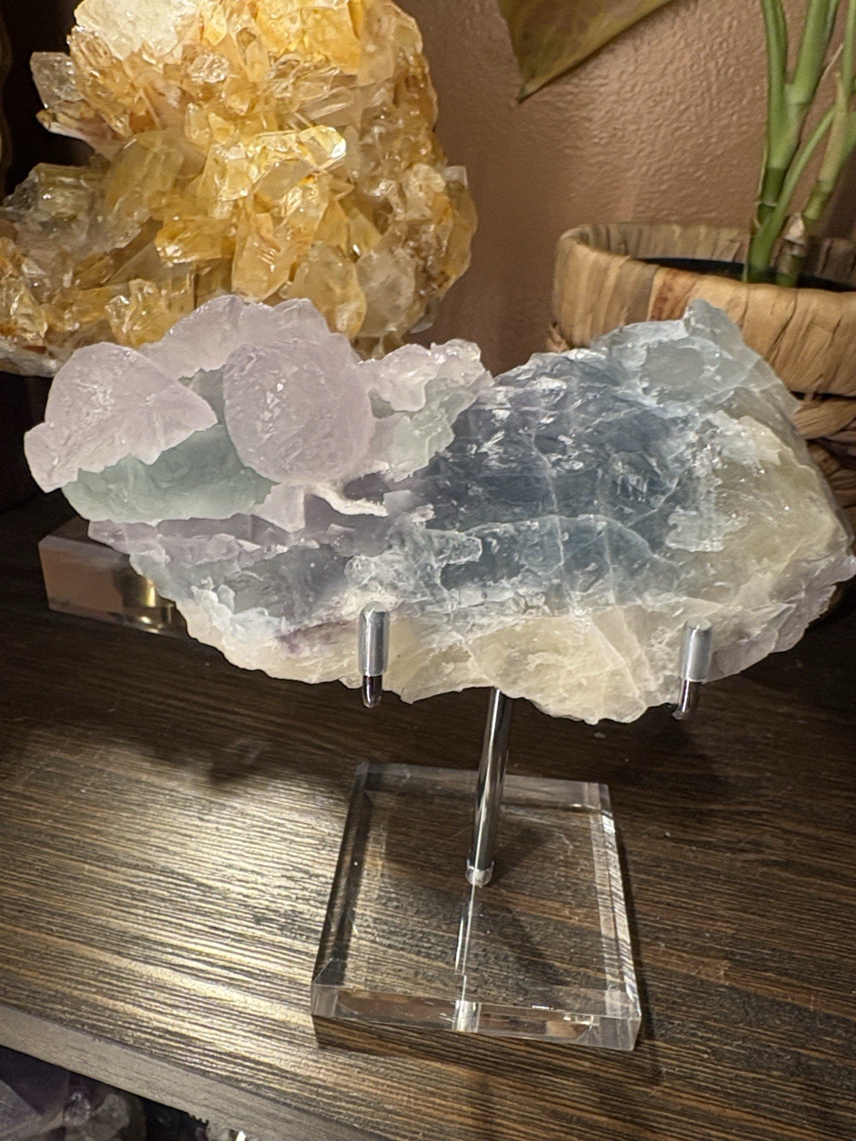 Stunning Blue/ lavendar/ yellow colored fluoriteApprox 6in x 3in