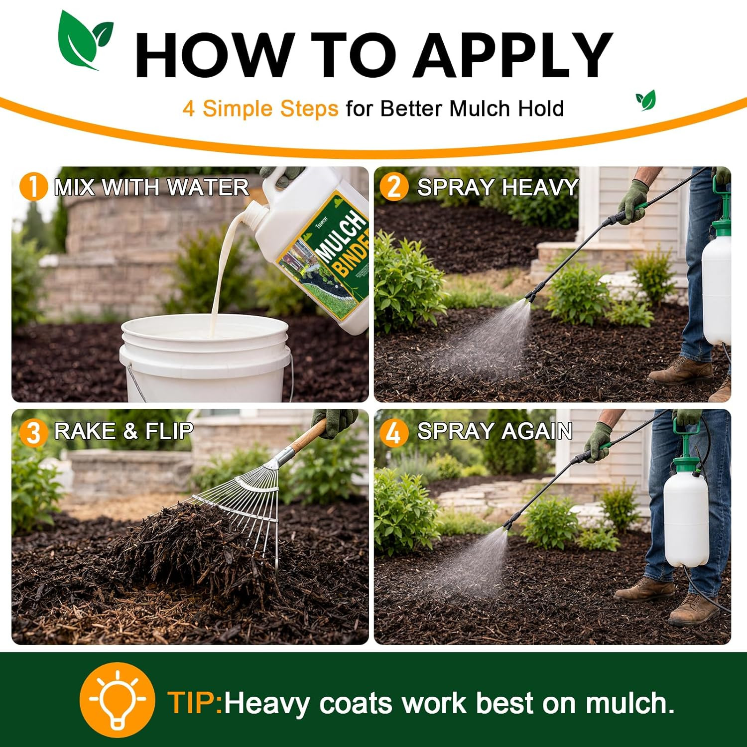 Mulch and Rock Glue for Landscaping, 2 Gallon Concentrate Landscape Glue for Rub