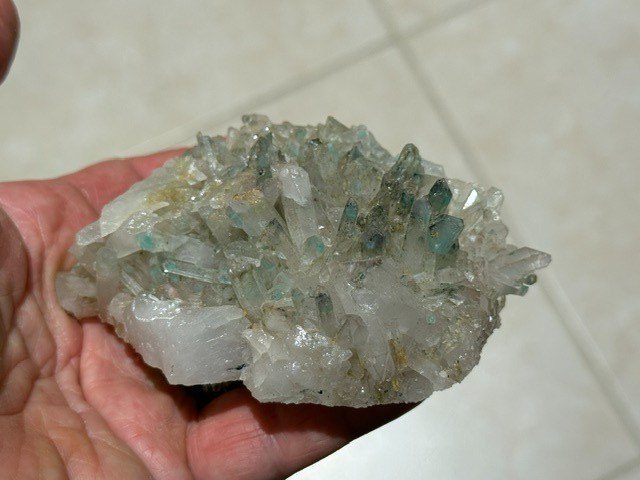 SEE VIDEO: RARE AJOITE INCLUDED QUARTZ CLUSTER, MESSINA MINE ,SOUTH AFRICA