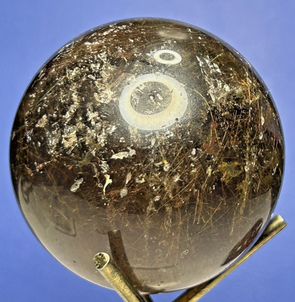 Smoky Quartz Sphere With Gold Rutile 146g/46.9mm