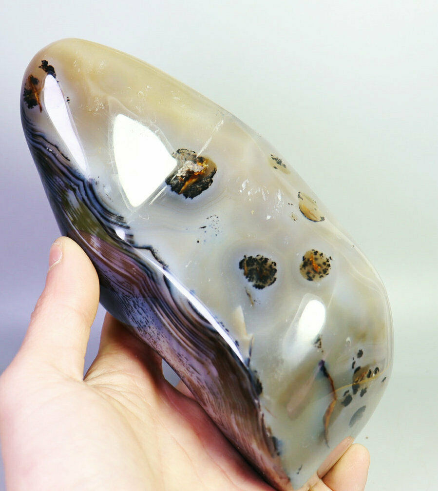 2.9lb Natural Polished Amazing Moss Agate Quartz Crystal Stone Reiki Statue