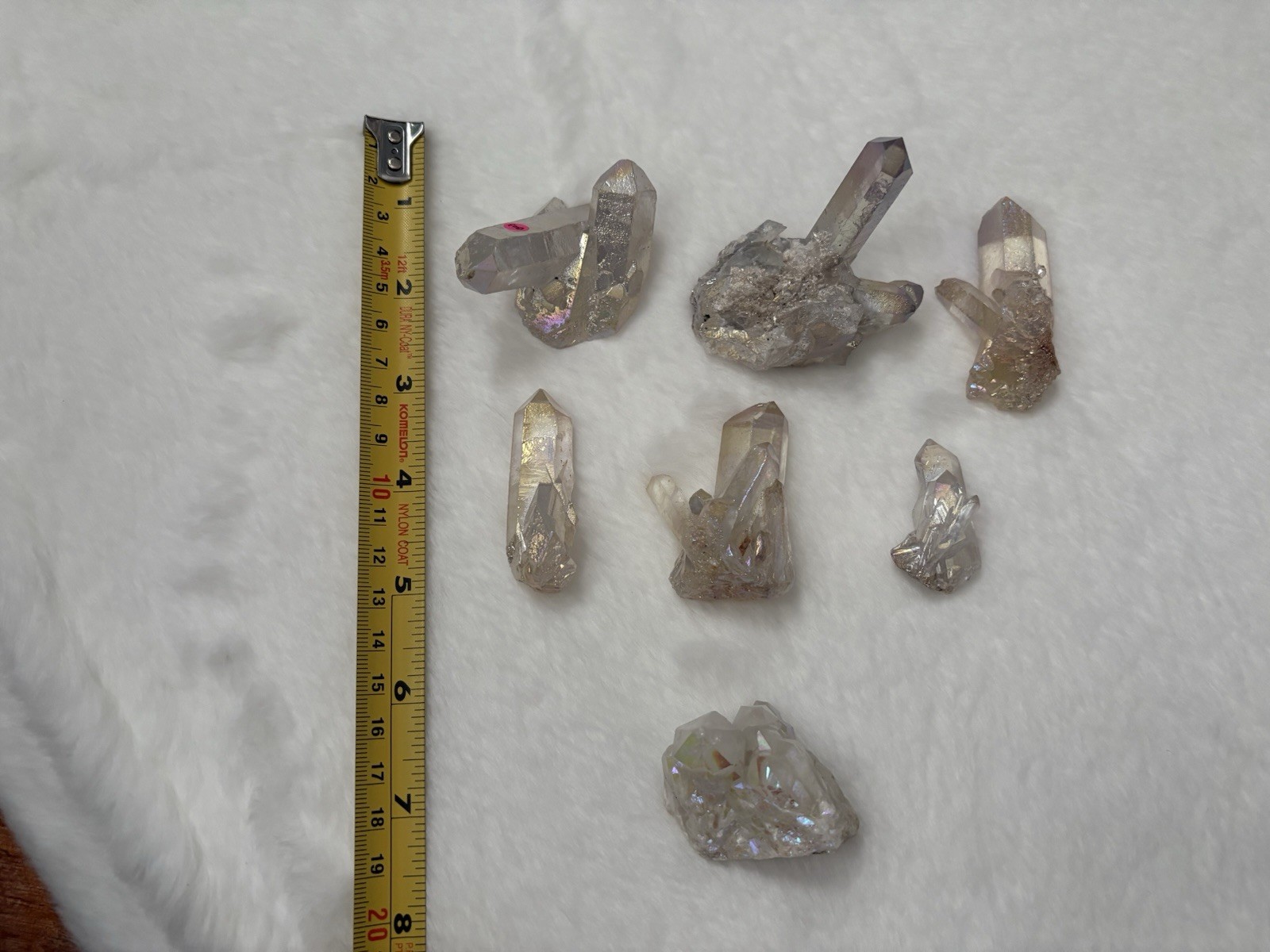 Angel Aura Quartz Crystal Cluster Lot 7 Pieces Point Specimen