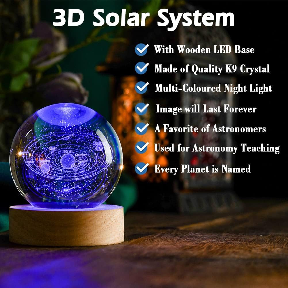 3D Solar System Crystal Ball 60Mm Universe Gifts for Space Lovers |