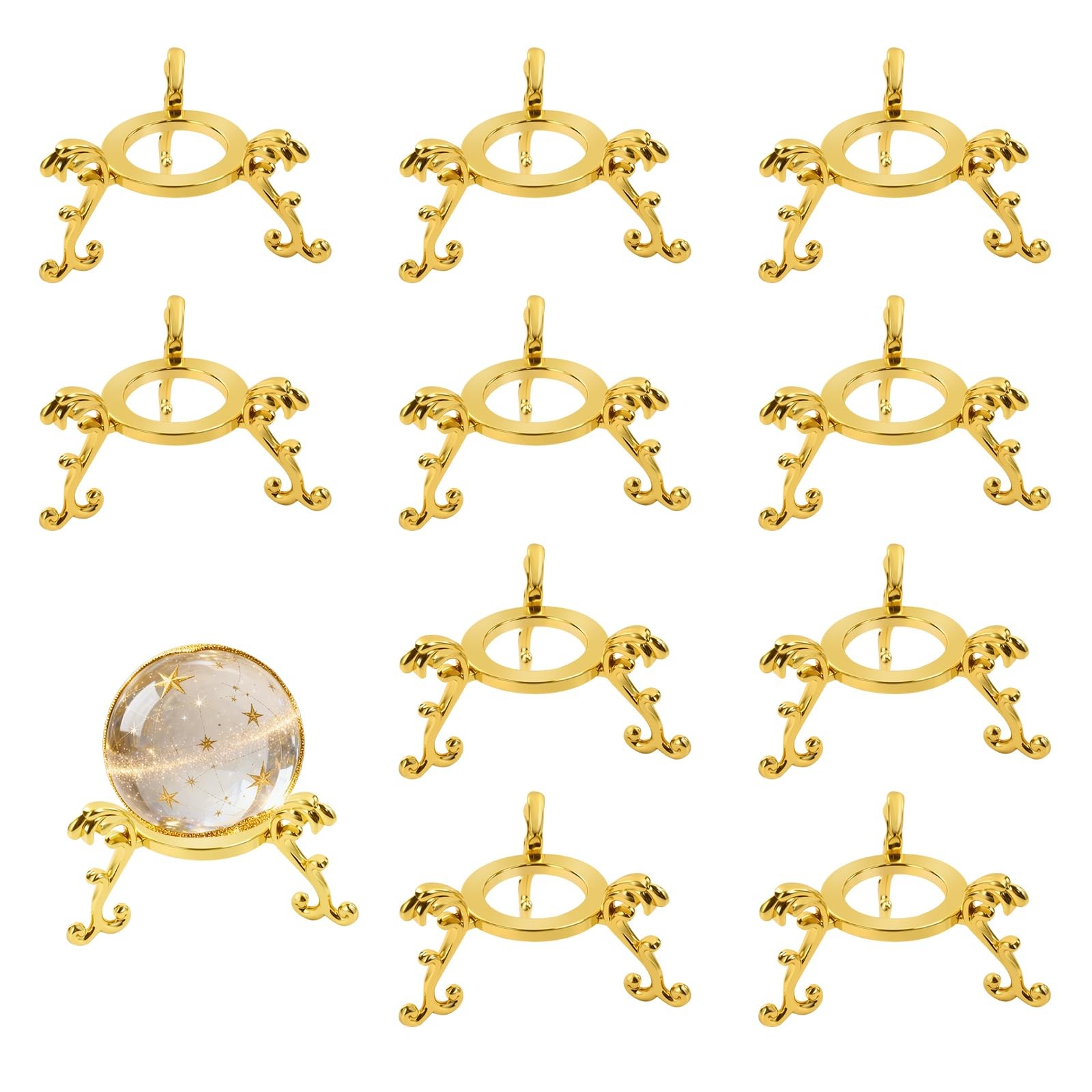 ​ 10Pcs Gold Crystal Stands, Gold Sphere Display Holder for 40mm-80mm Crystal…