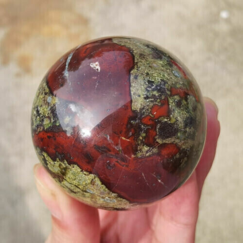 1PC Natural dragon blood stone quartz sphere crystal ball reiki healing 40mm+