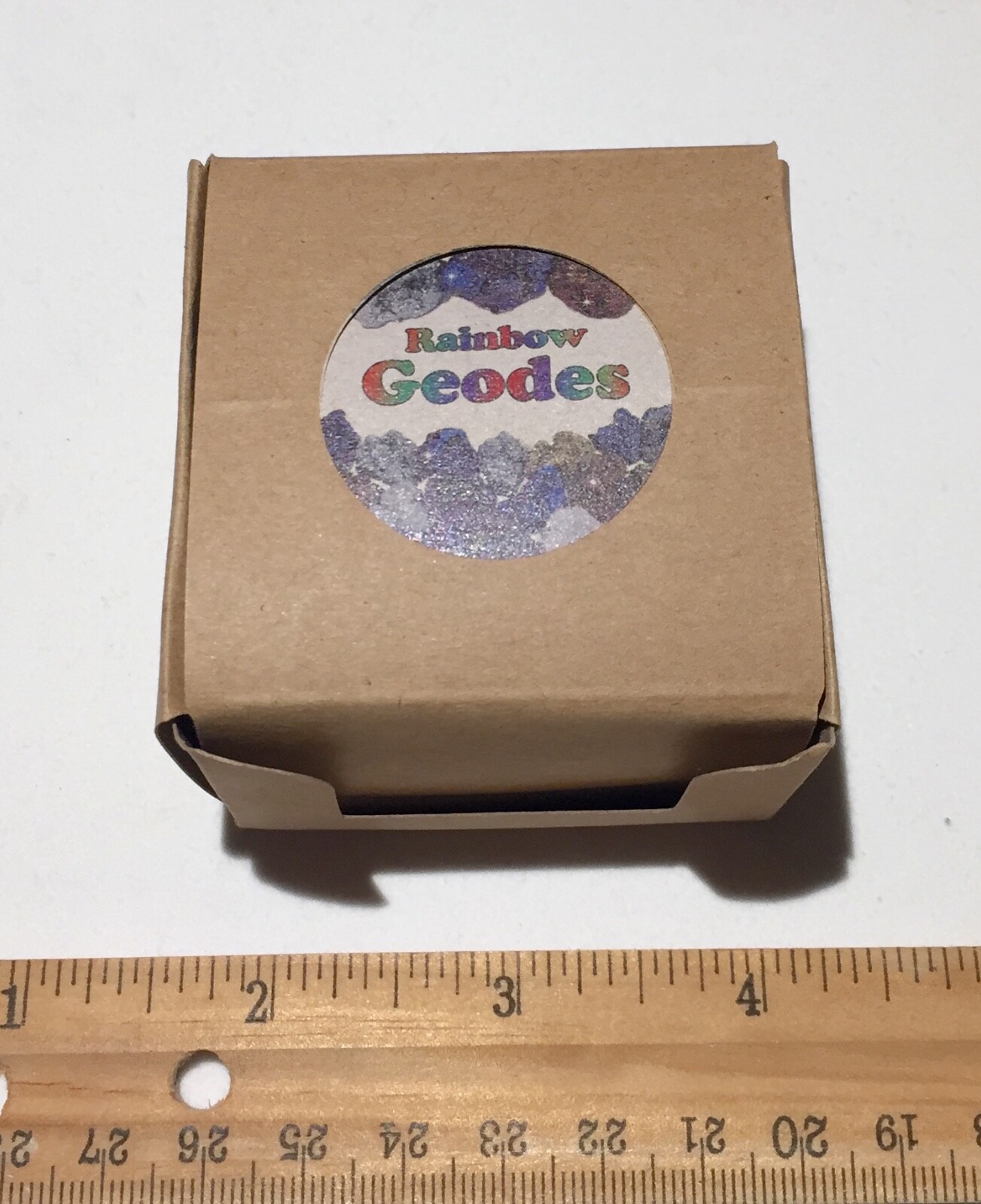 Rainbow Geode Box, Raw Crystal Surprise Box, Titanium Aura Stone, Gift Set of 3
