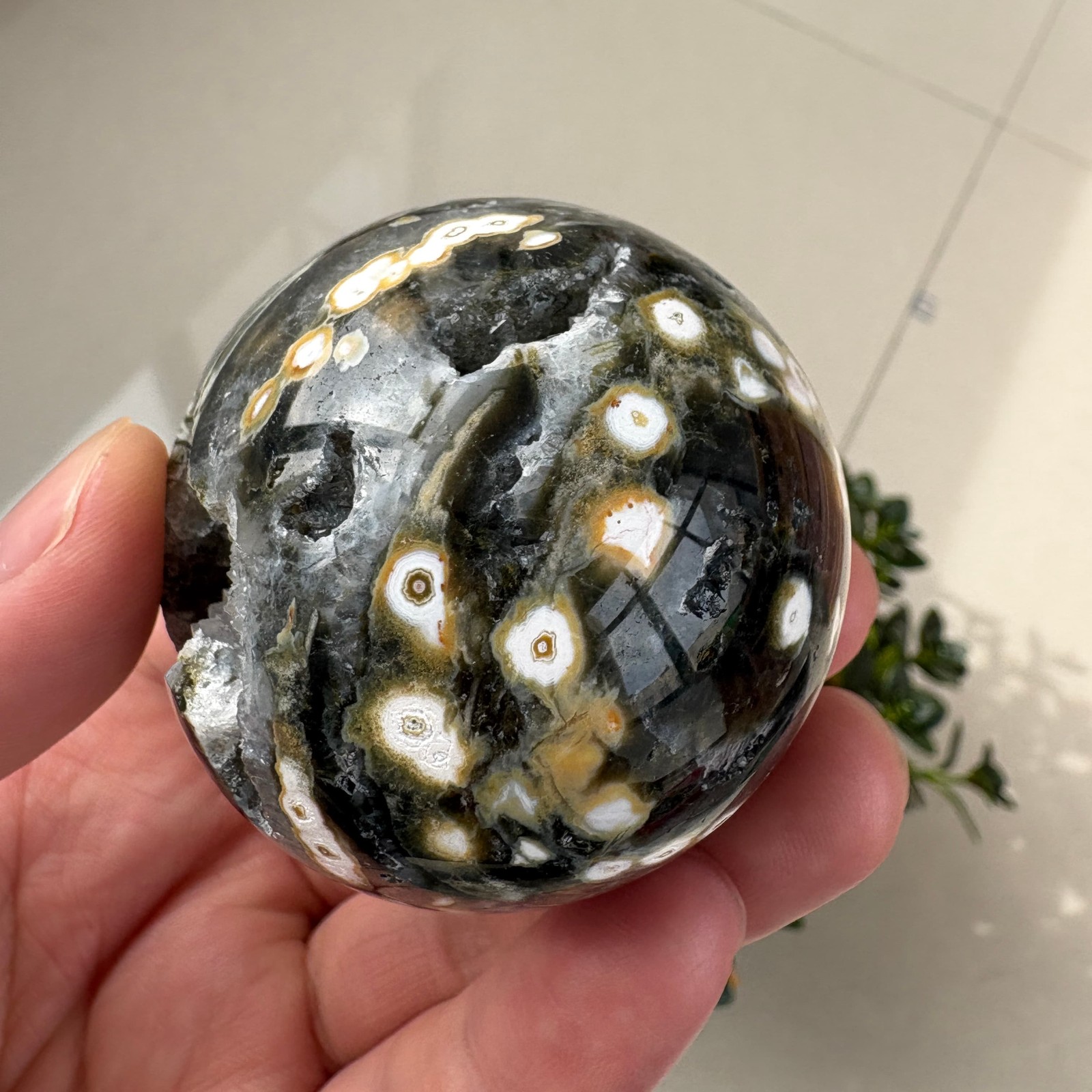 Natural 8th Vein Ocean Jasper Sphere 2.1″ 0.4 lb Crystal Ball Healing Gemstone