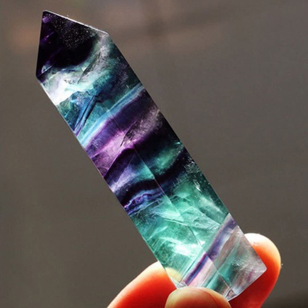 Rainbow Fluorite Healing Crystal Wands Obelisk Reiki Tower Point Home Decoration