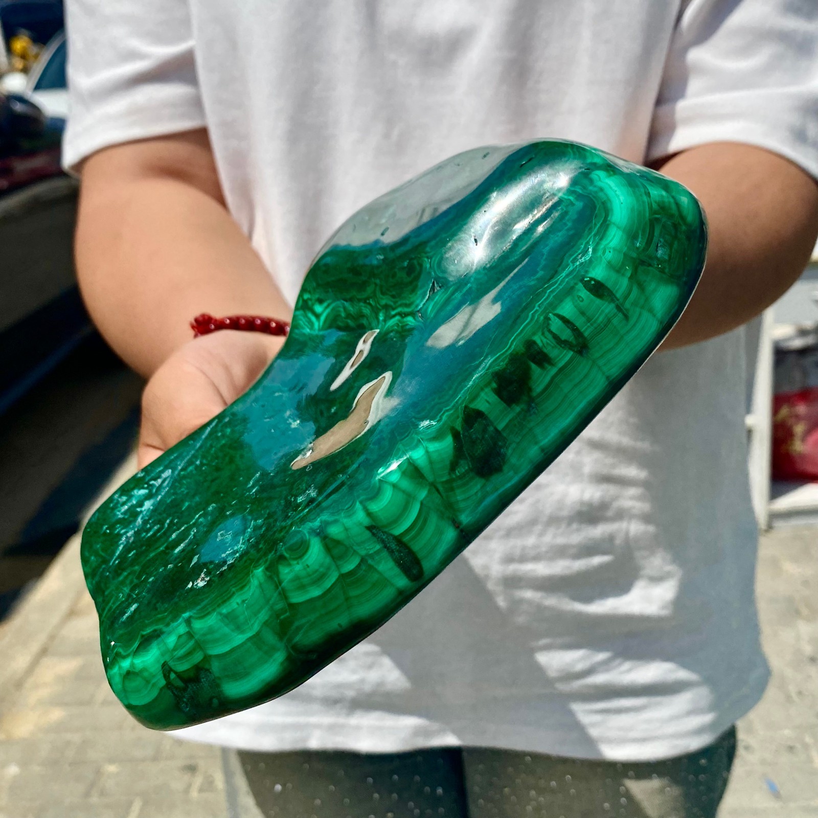 5.04LB Natural glossy Malachite transparent cluster rough mineral sample