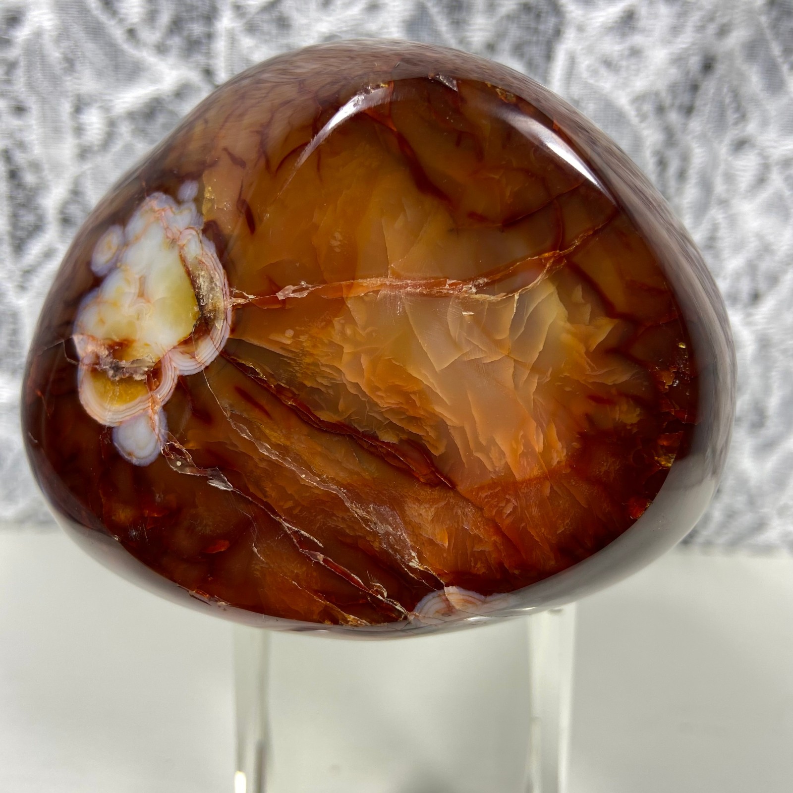 4.1″2.35lb Big Red Agate CARNELIAN Stone Standup Crystal Reiki Madagascar Y909