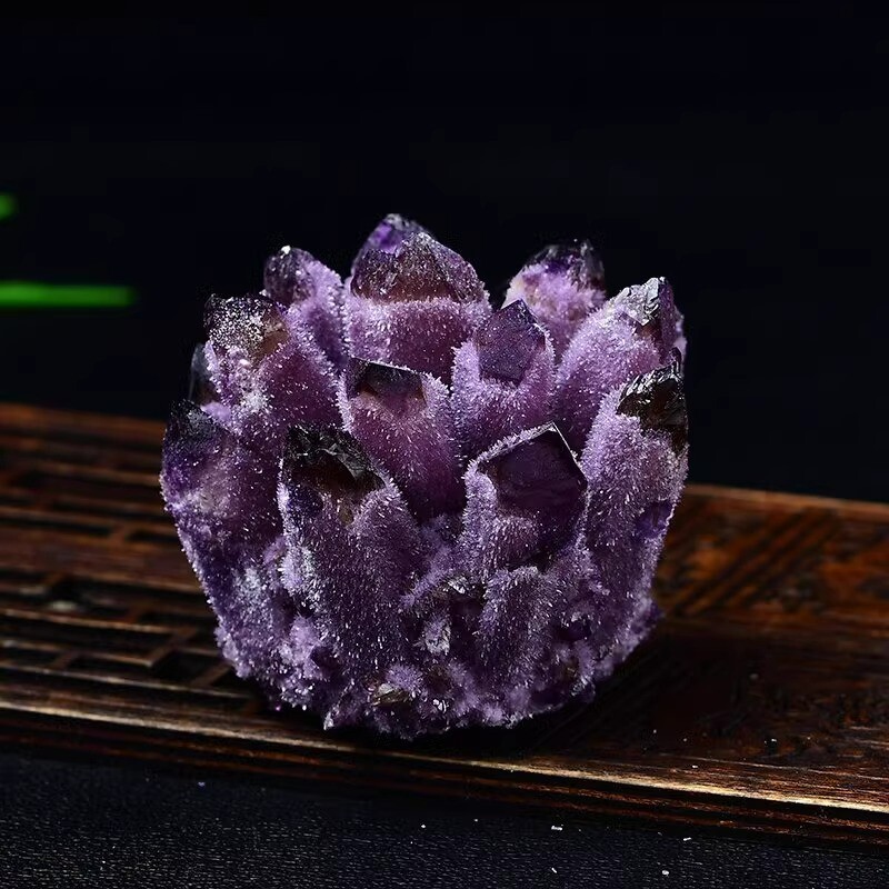 500g+ New Dark Purple Phantom Cluster Titanium Geode Quartz Crystal Ornaments