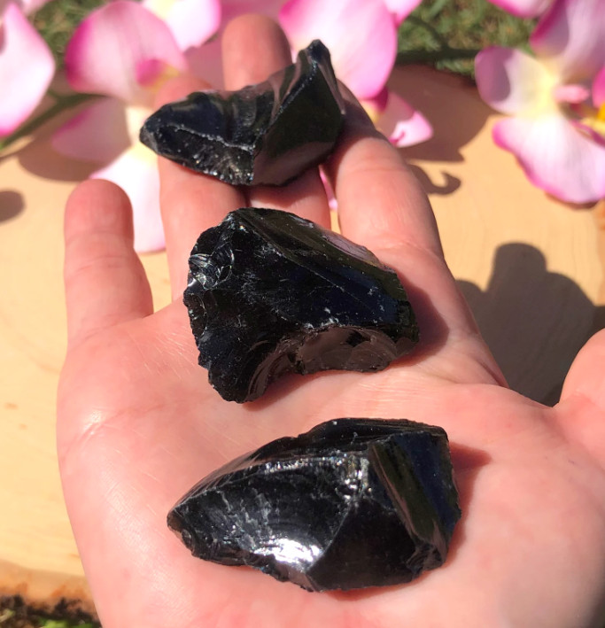 5PCS Raw Black Obsidian Stone Protection Healing Gemstone The Ultimate Guardian