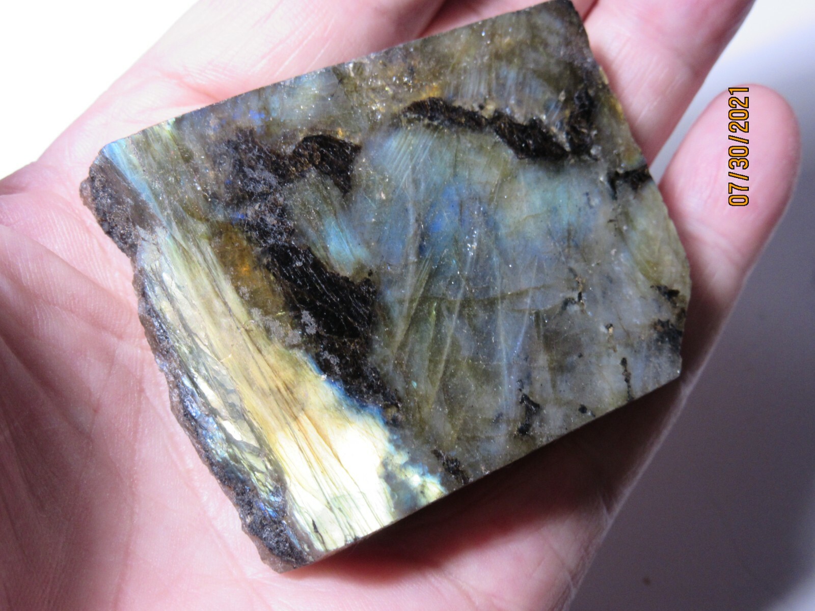 Labradorite Polished One Side/Natural the Other 2 5/16″ Collectible LS-1-8