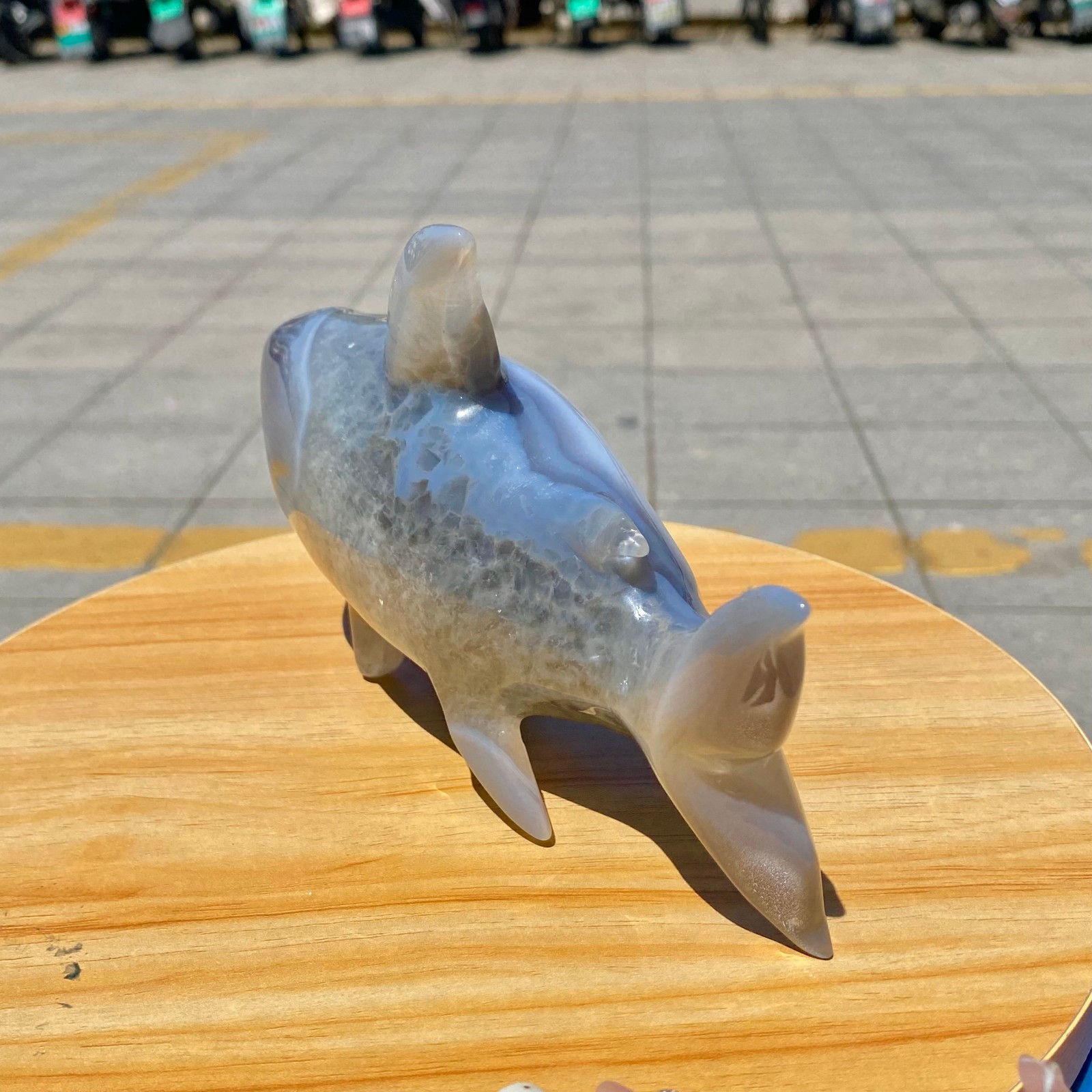1.8LB Natural Agate Hand Carved Shark Figurine, Ocean Power Crystal Statue