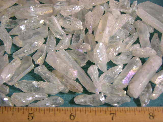 Angel Aura quartz crystal drilled for necklace/pendant 1/2-1.25 inch 6 piece