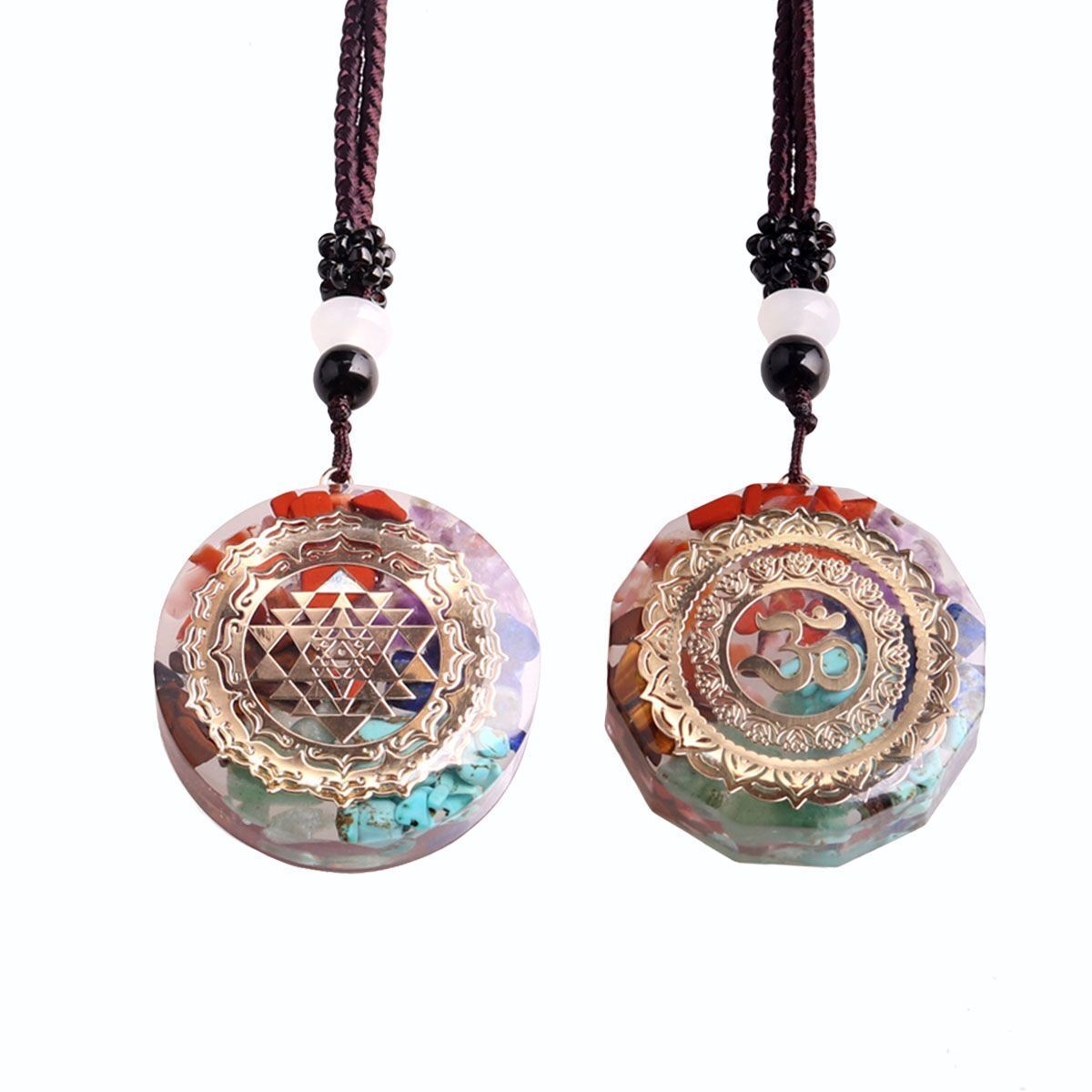 Amethyst Orgonite Pendant Natural Crystal Healing Chakra Energy Orgone Necklace