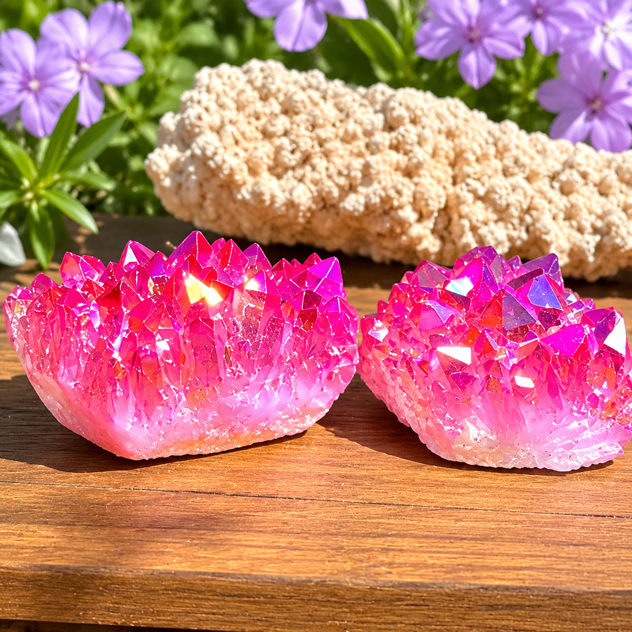 Pink Aura Quartz Crystal Cluster Rose Natural Geode Druzy Specimen Home Decor