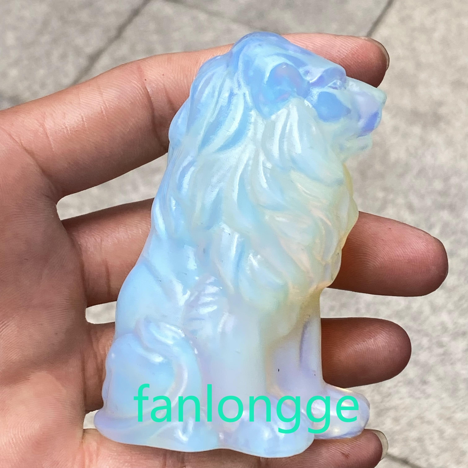 Top 4in opalite Lion Quartz Crystal Skull Carved Figurines Reiki Gift 1pcs