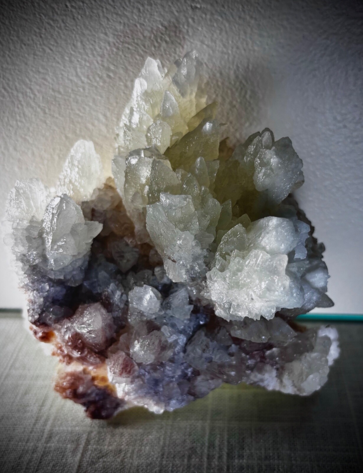 CALCITE CRYSTAL CLUSTER on QUARTZ SPECIMEN MULTI COLOR