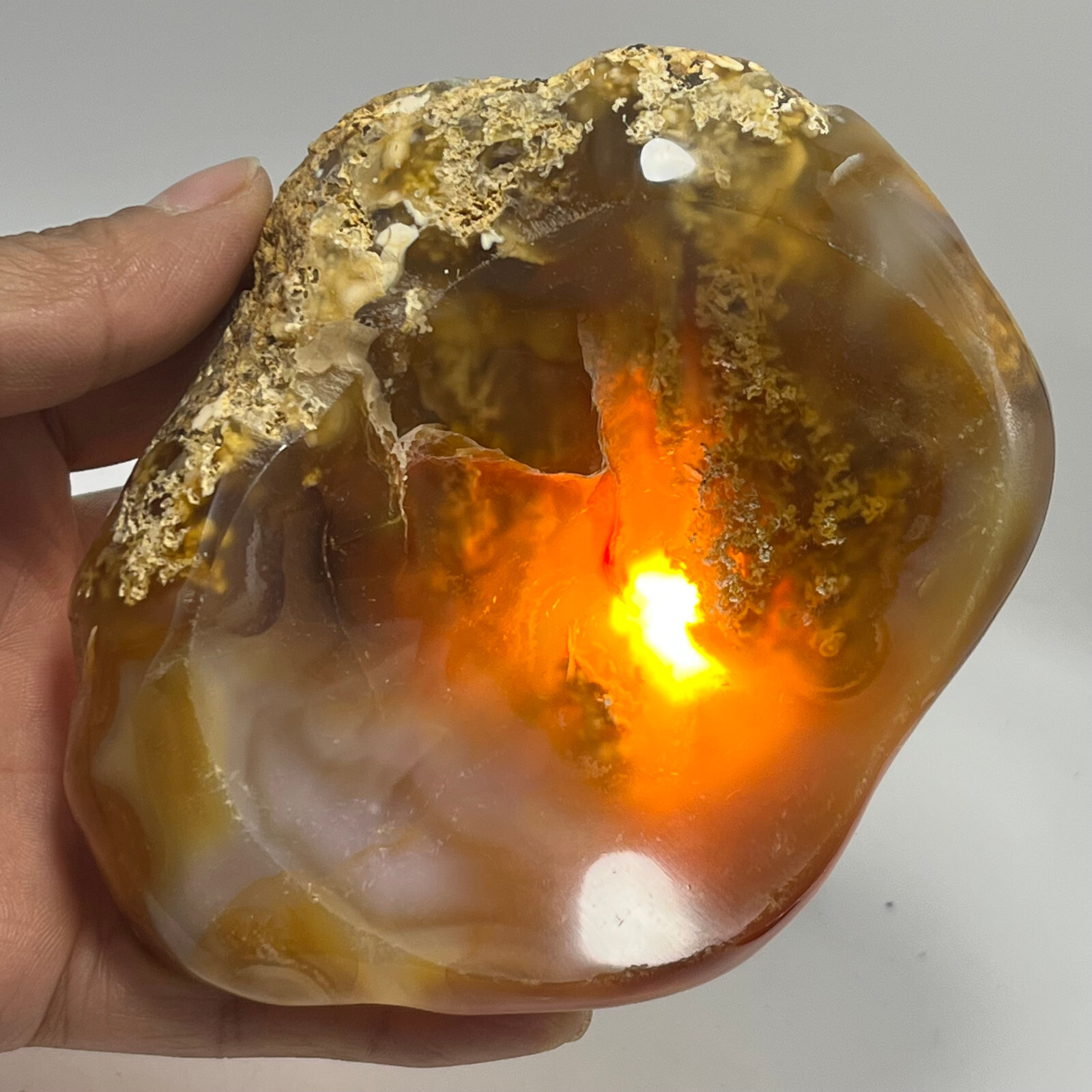 377g TOP Rare Natural Agate ashtray Polished Coin Dish Madagascar #119