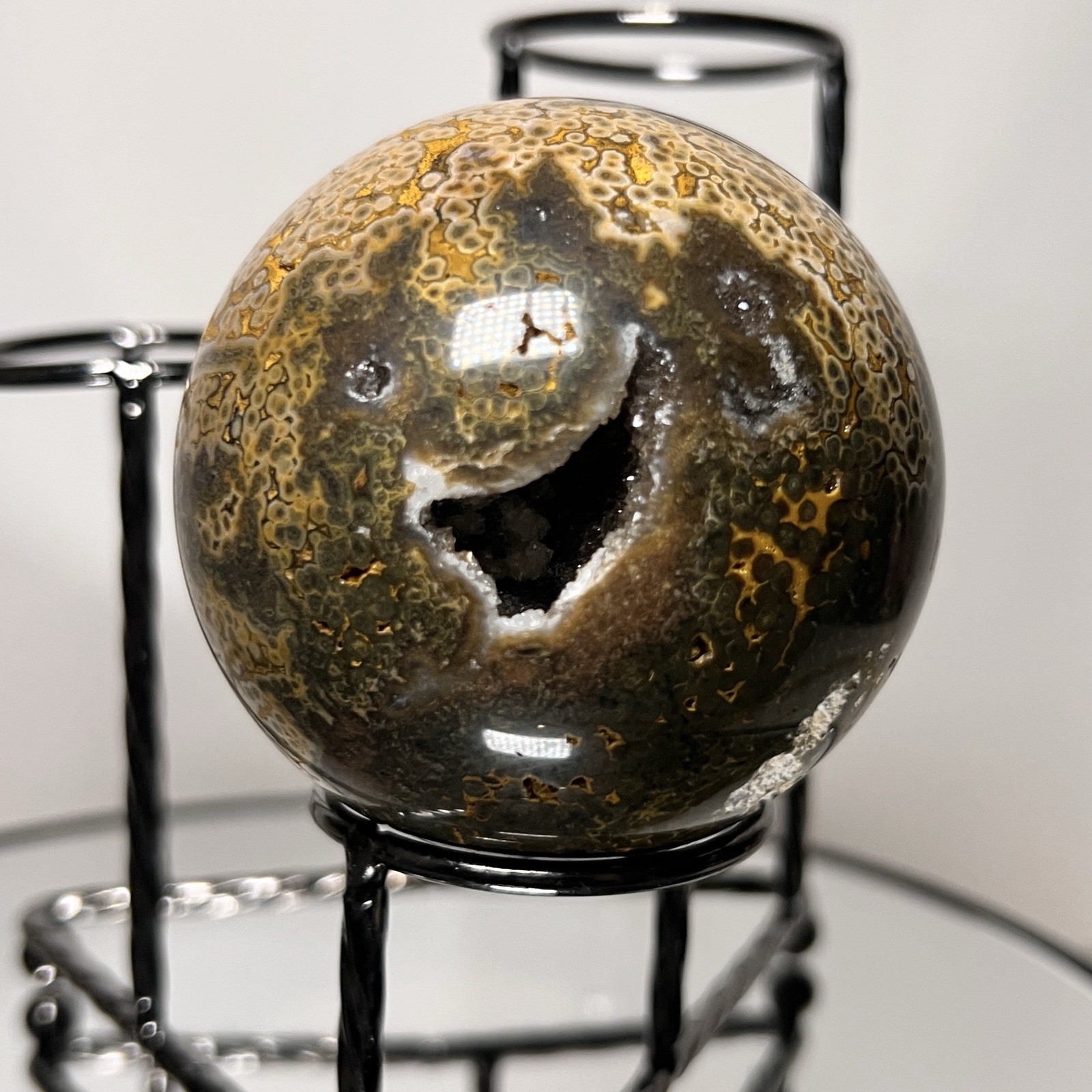 Ocean Jasper 3 Piece Sphere Set with Holder 63mm-67mm -See Pics for Measurements