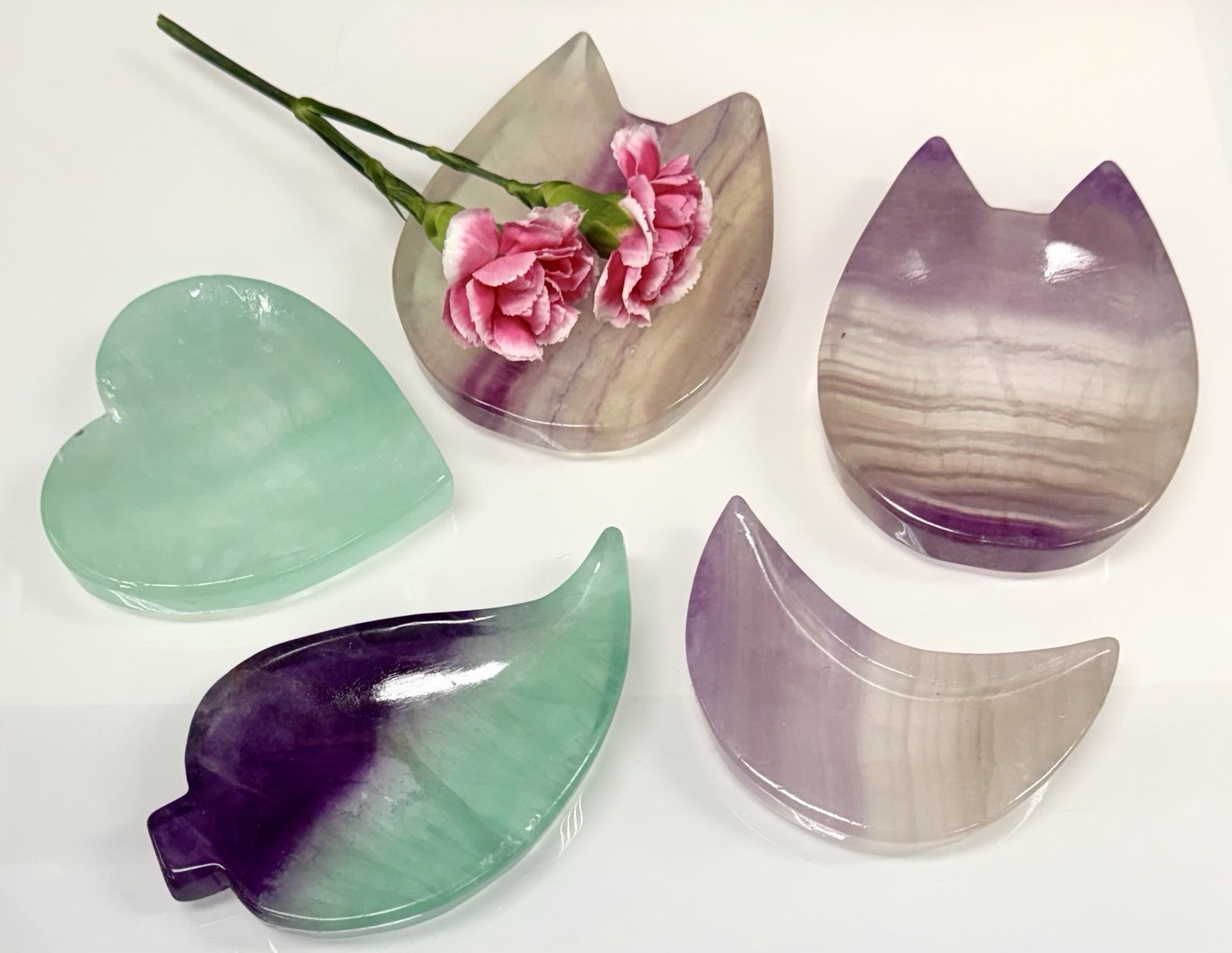 Wholesale Lot 6 Pcs Natural Fluorite Mixed Bowls Crystal Healing 1.8-2 Lbs
