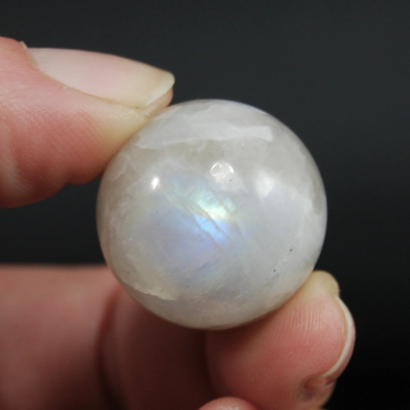 ONE Mini Rainbow Moonstone Crystal Sphere, GUARANTEED Blue Flash, 15mm 20mm 25mm