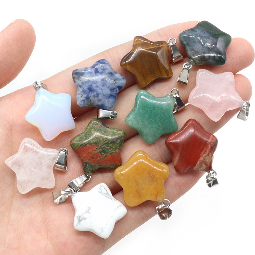20mm Crystal Star shape Pendant Beads for Jewelry Making Necklace Charm Healing