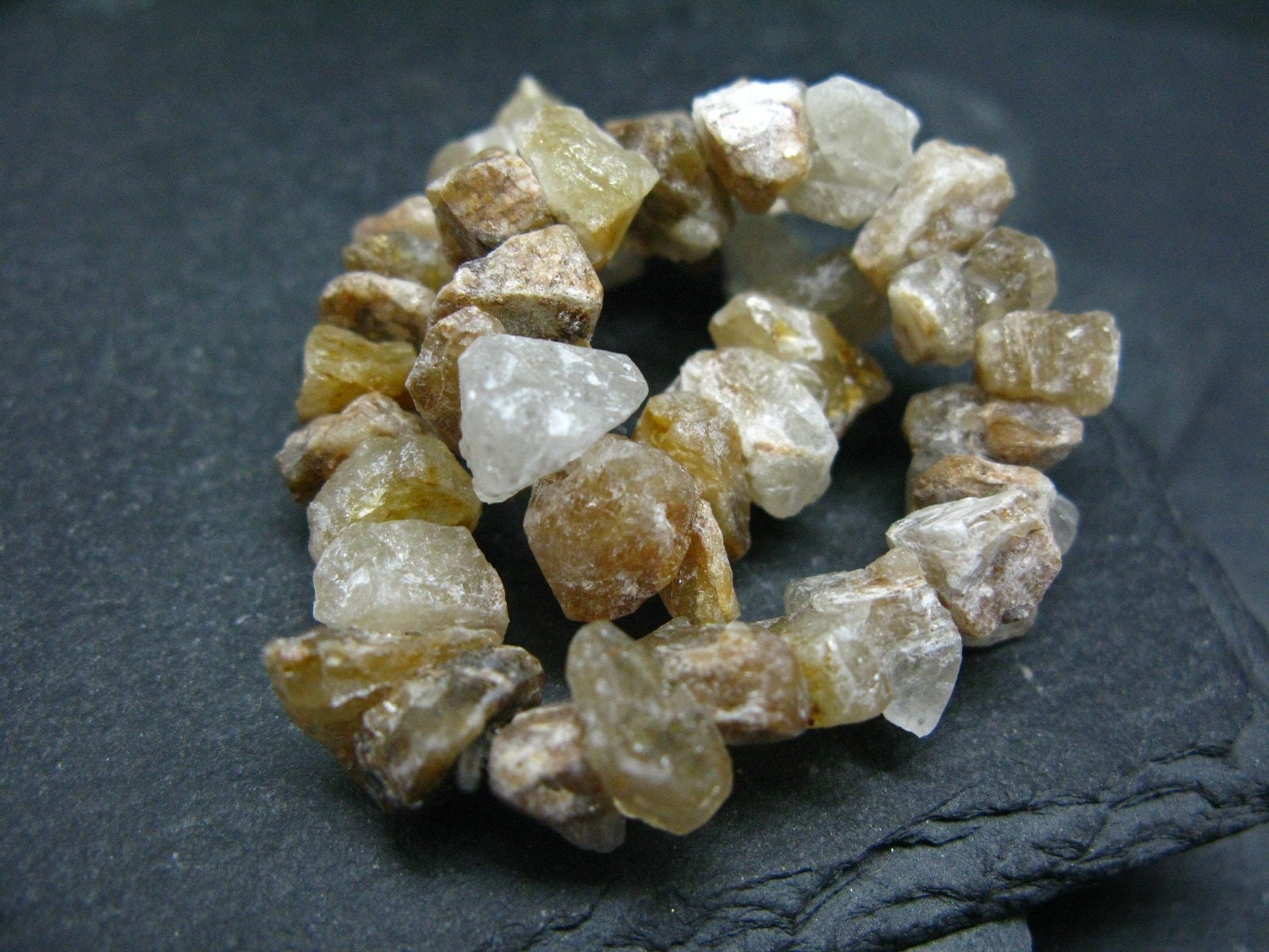 Rare Golden Herderite Bracelet from Brazil ~ 7 Inches ~ 10mm Crystal Beads