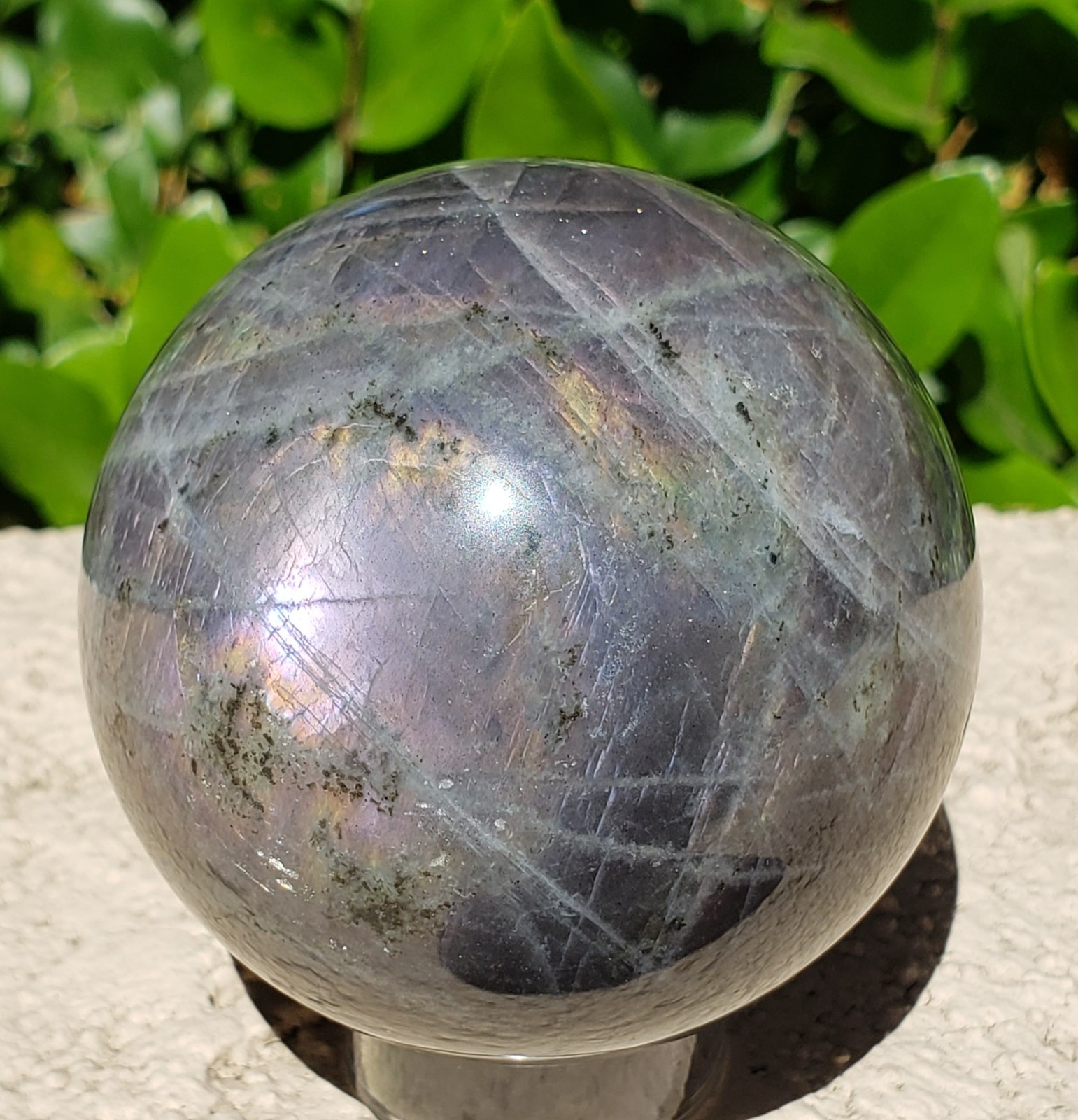 2.6″ Labradorite Mineral Crystal Iridescence Sphere Ball Orb Flash, 421g