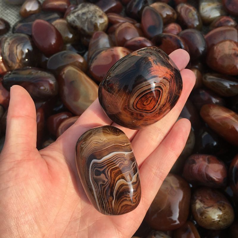 20-150G Natural Silk Banded Lace Agate Sardonyx Carnelian Chakra Stone 20-100MM