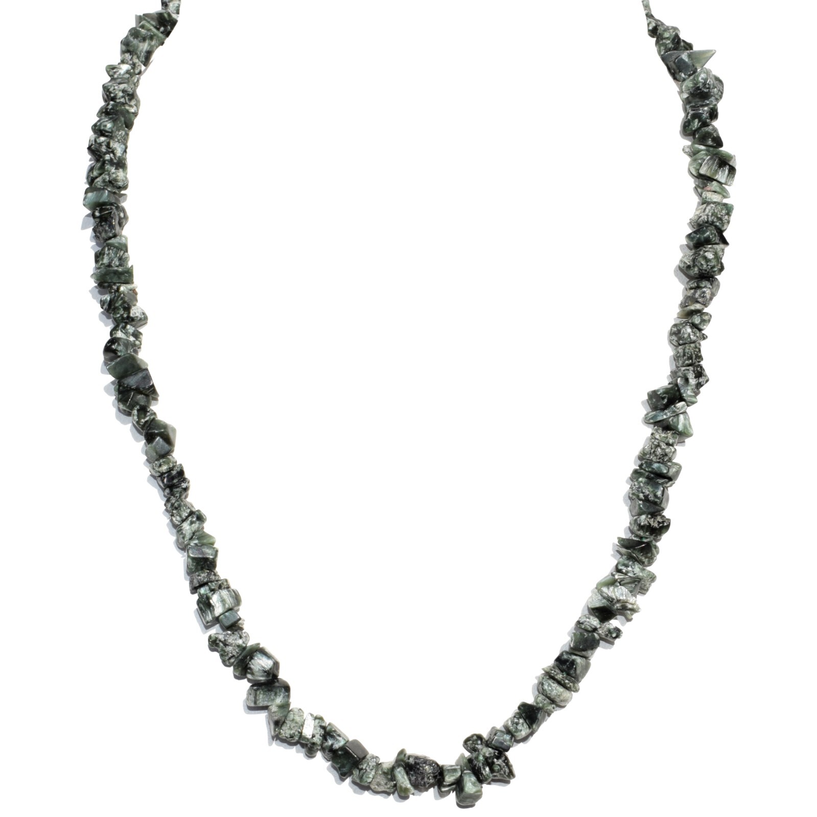 CHARGED 18″ Natural Russian Seraphinite Crystal Necklace + Selenite Heart