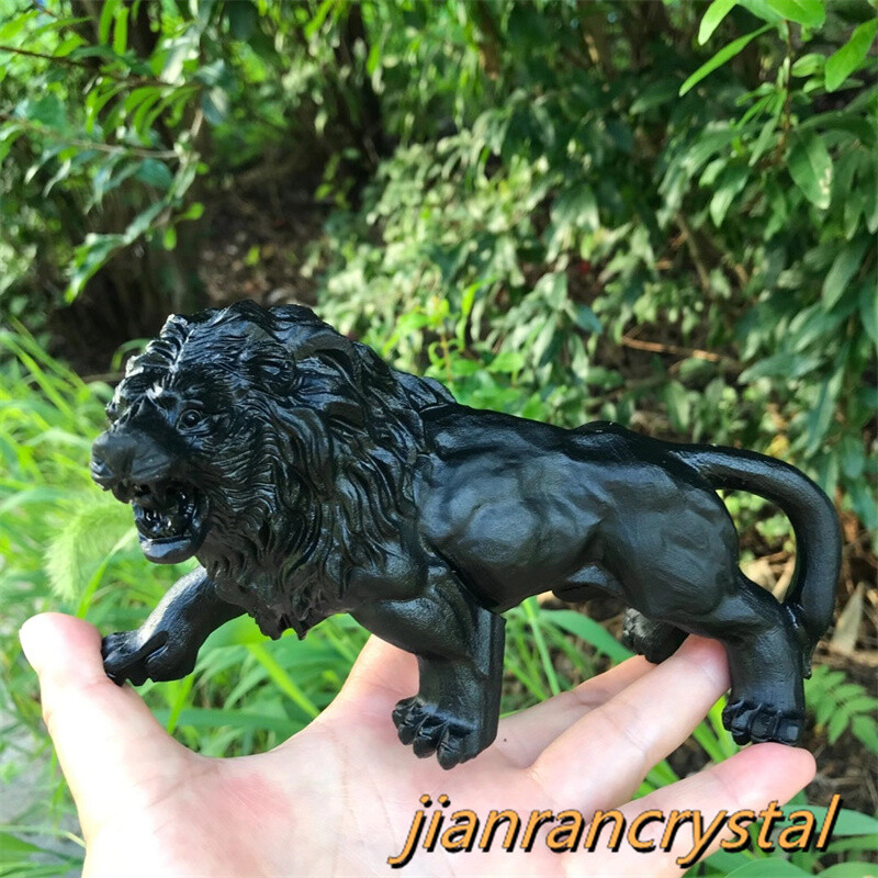4.5″ Natural Obsidian Quartz Hand Carved Lion Crystal Skull Reiki Healing 1pc