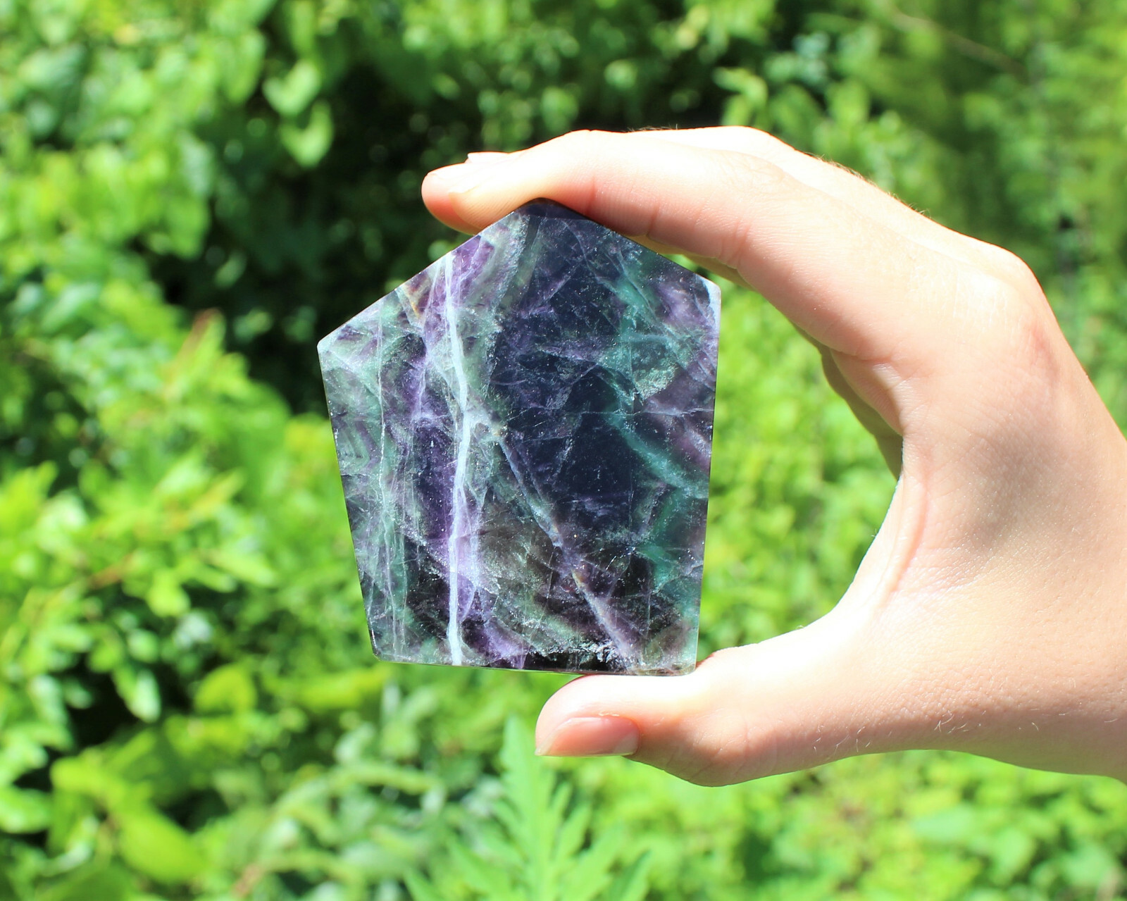 Fluorite Slab: Medium 1.5-2″ Beautiful Polished Fluorite Slice, Fluorite Crystal