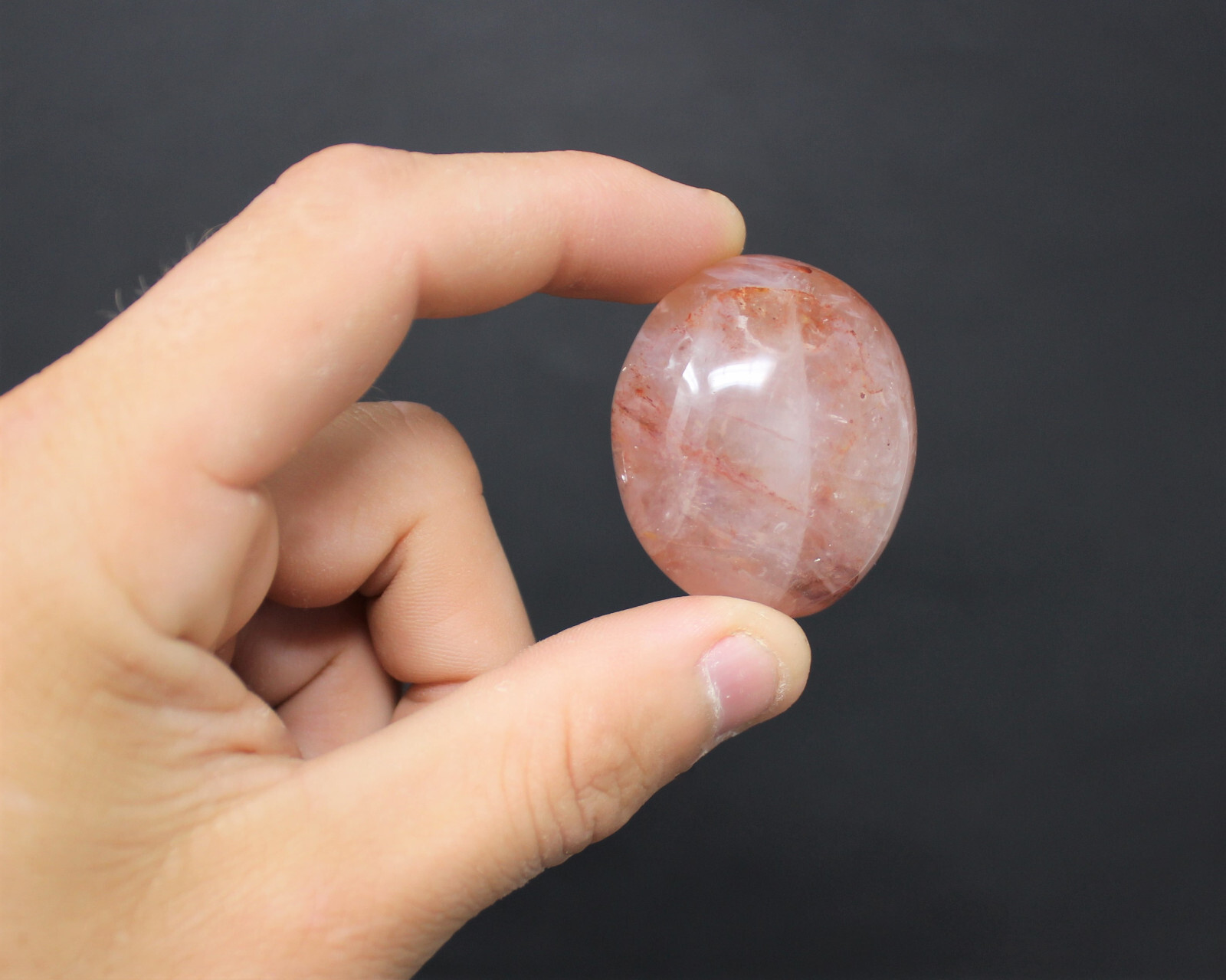 Hematoid Quartz Palm Stone: ‘A’ Grade Hamd Polished Pebbles (Fire Quartz)