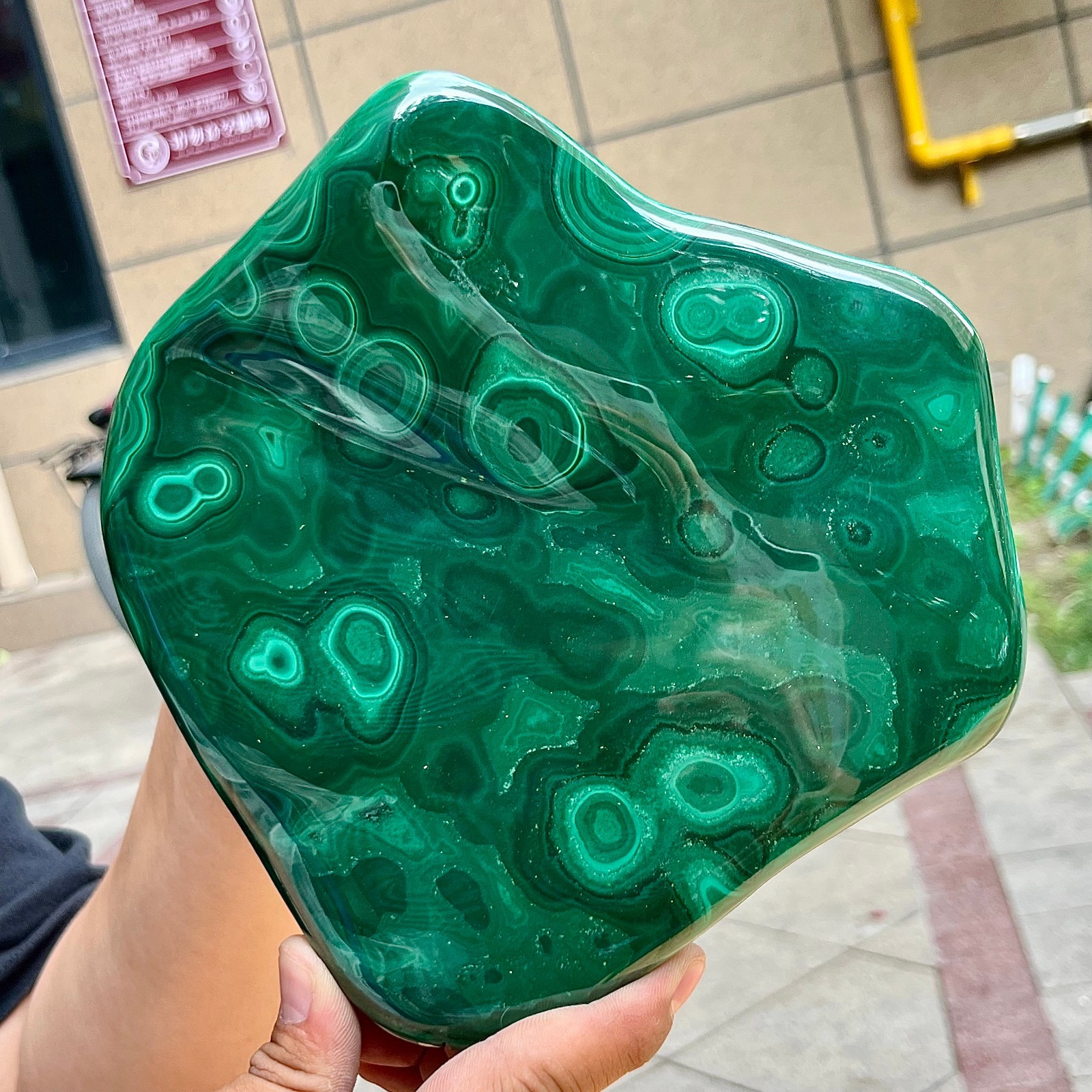 3.9 lb Authentic Malachite Stone Half Polish Half Raw Natural Patterns