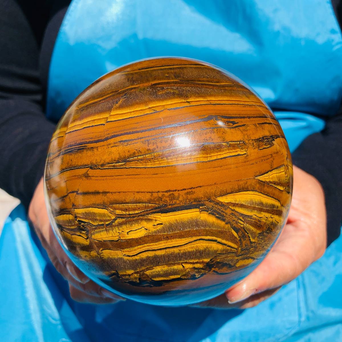 1920g Rare NATURAL Yellow tiger eye quartz crystal ball Healing stone