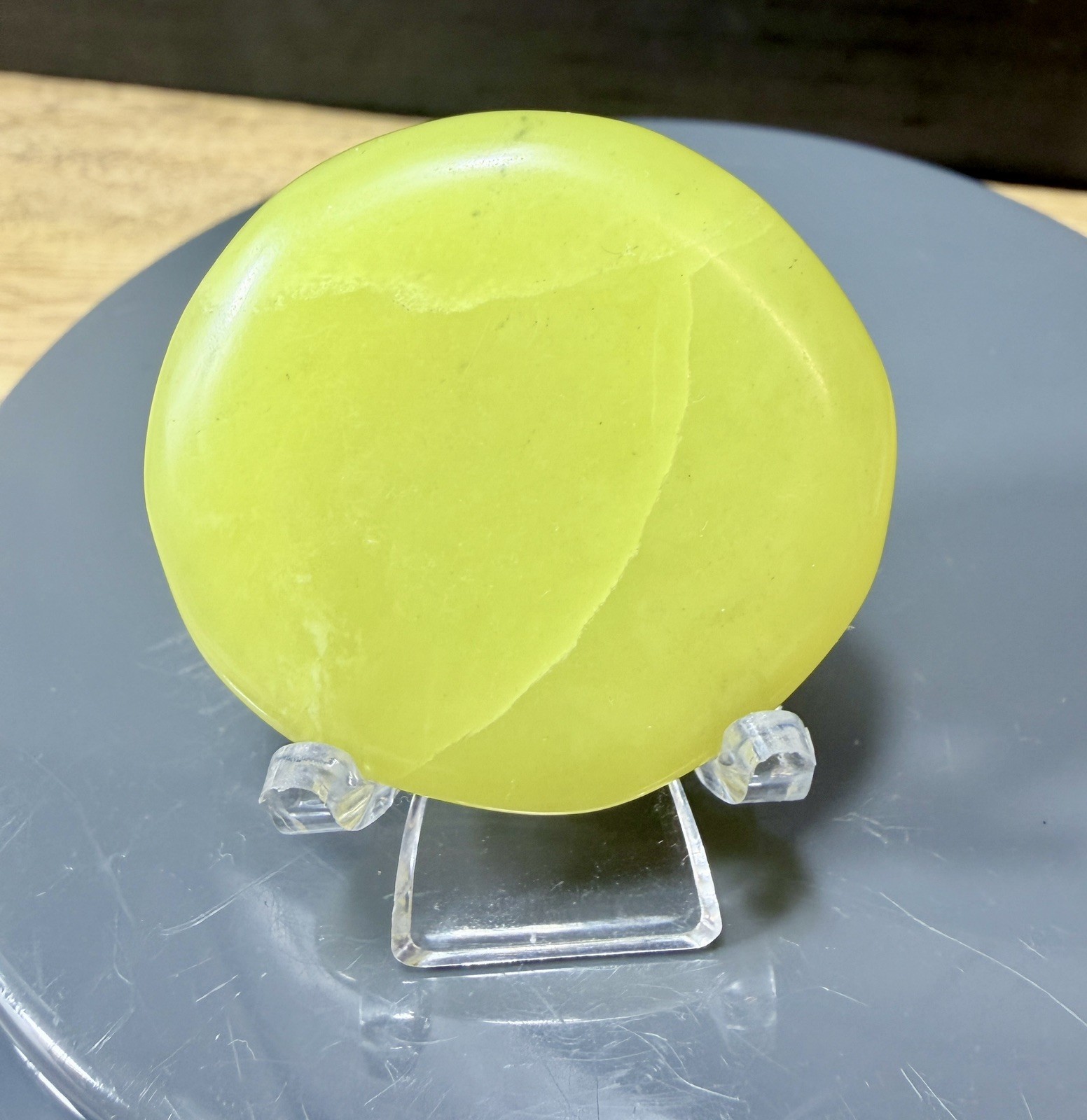Crystal Lemon Jade Palm Stone Flat Healing Spiritual Collect yellow pocket (10)