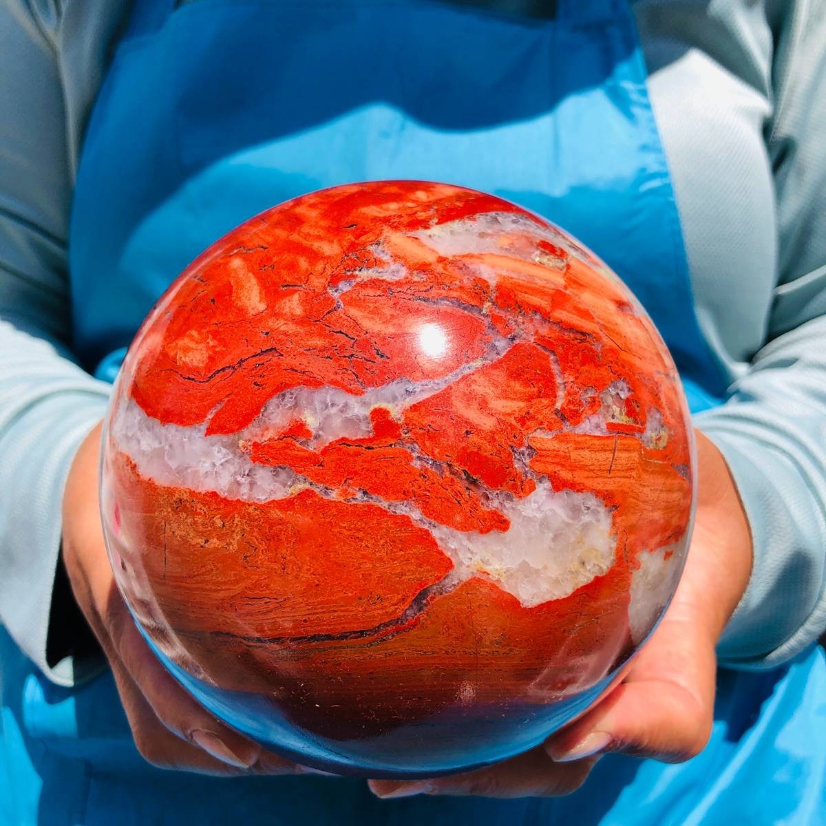 5.96LB Natural red jade ball quartz crystal ball, spiritual energy healing