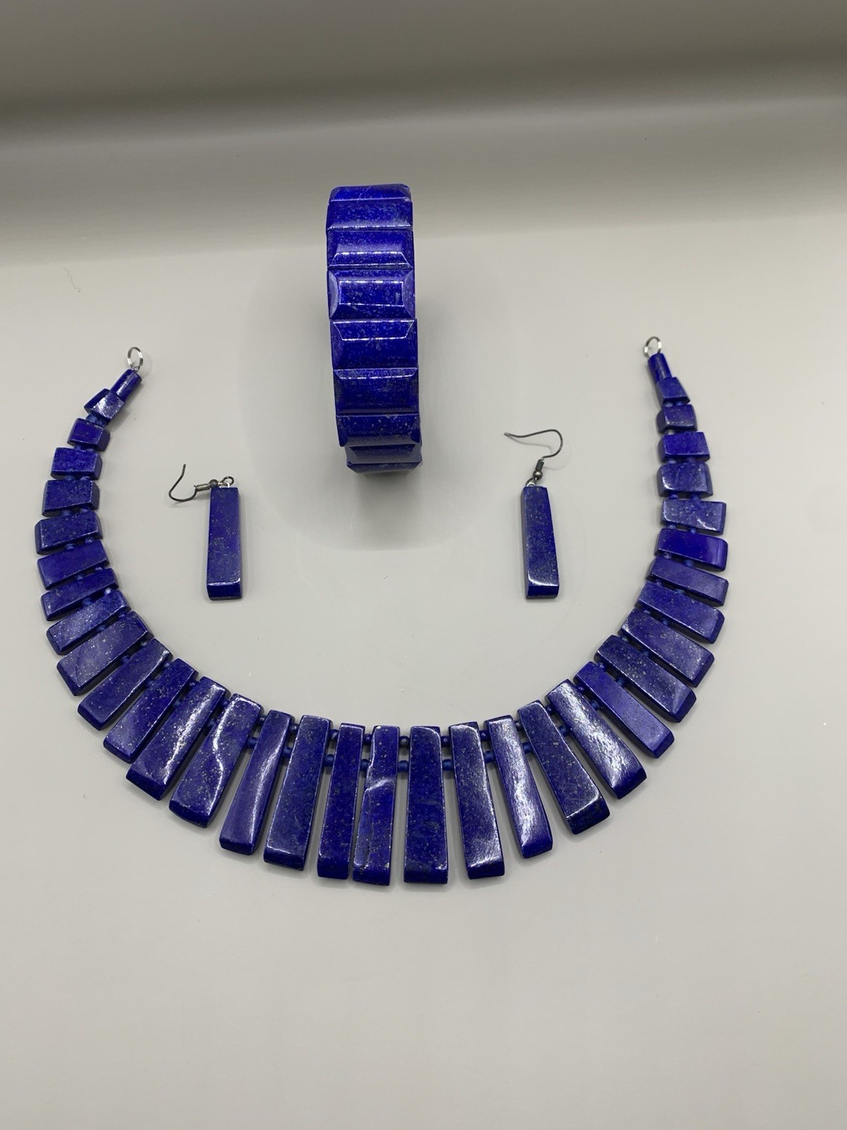 Natural Lapis Lazuli Handmade Jewelry Set Necklace Bracelet Earrings