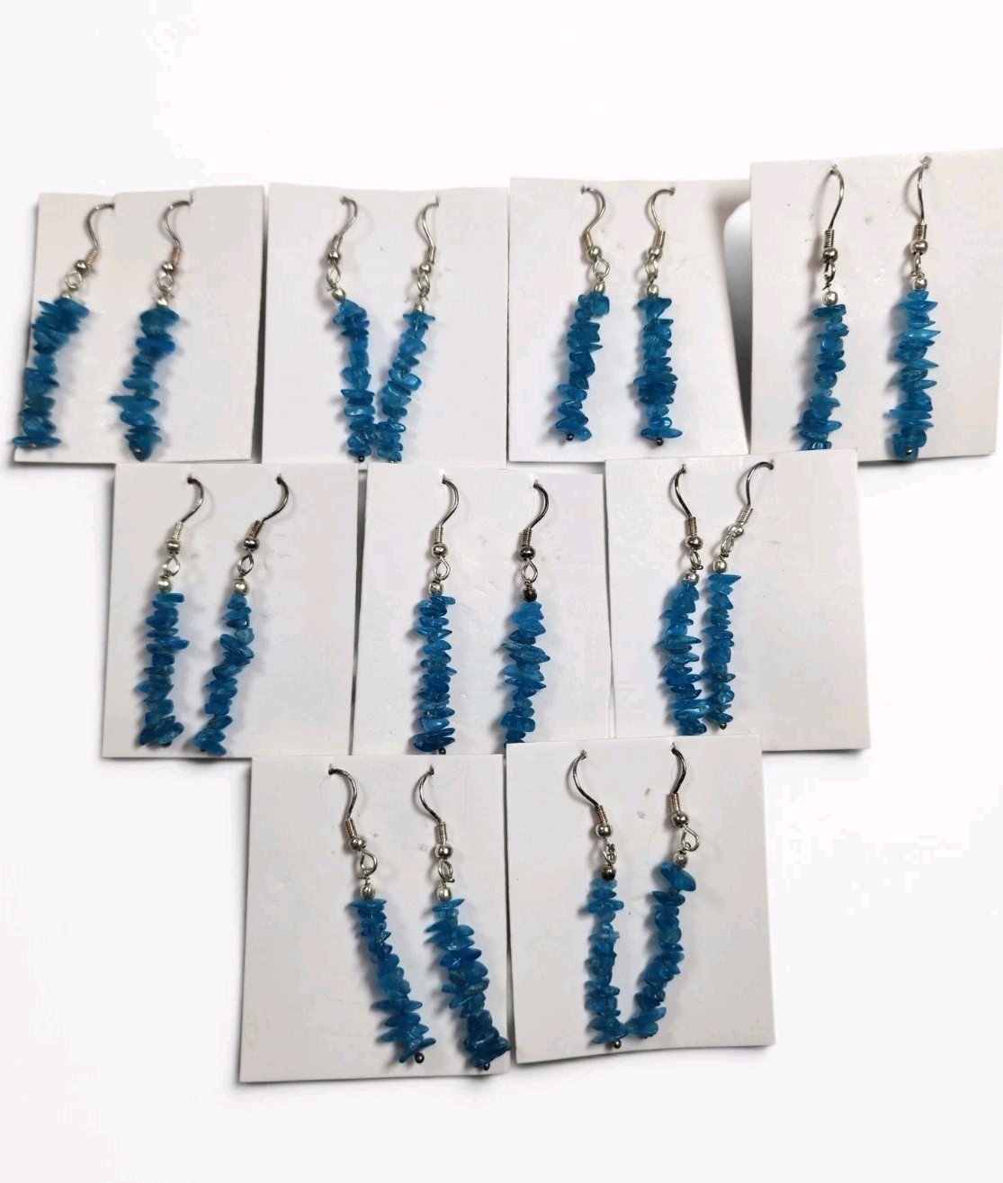 Neon Apatite Chip Earrings in Sterling Silver. 9 Pair Lot
