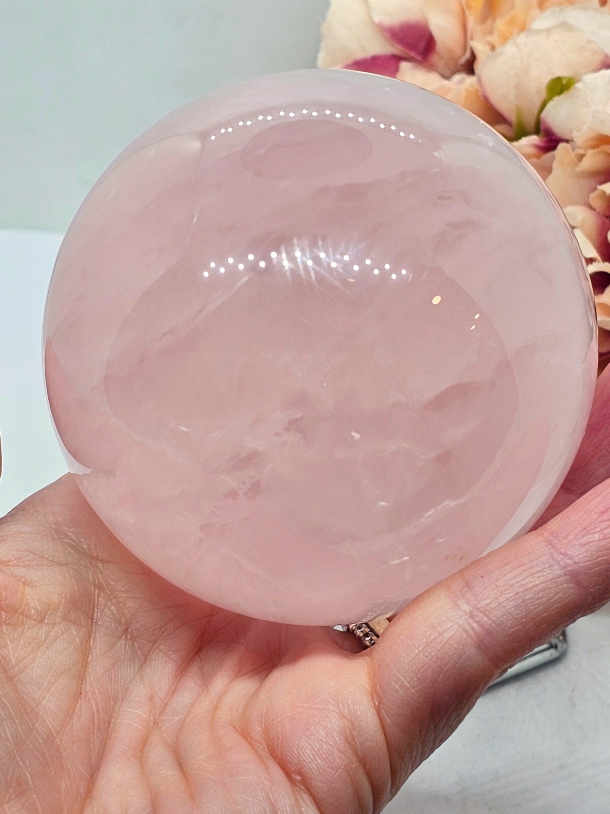 XL Large Rose quartz Sphere love healer self love pink 638g 6.8cm