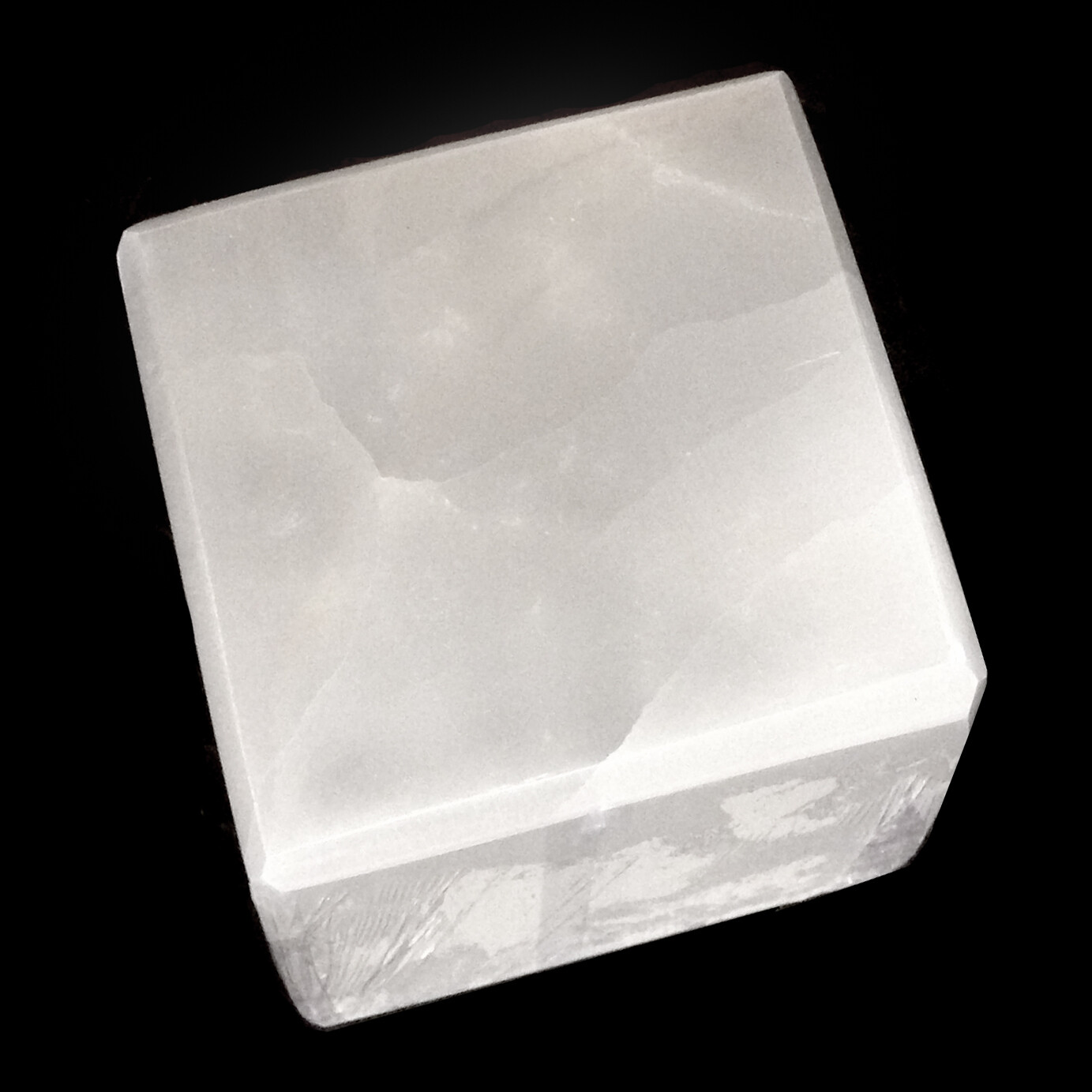 XL Selenite Crystal Charging Disk Plate Cube Square Statio Block Healing Cleanse