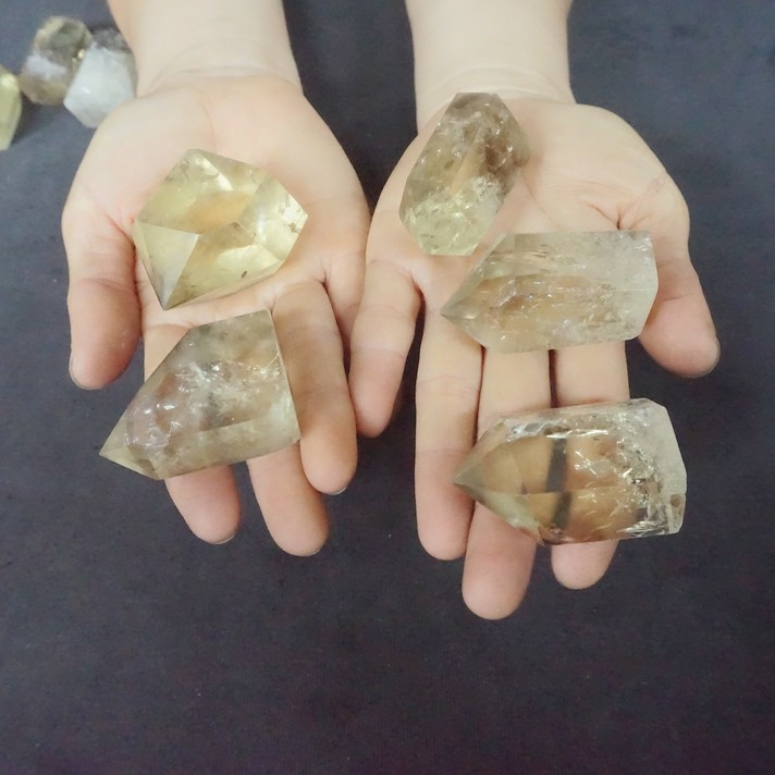 2.2LB 20Pcs Natural Rainbow Citrine Quartz Crystal Point Tower Polished Healing