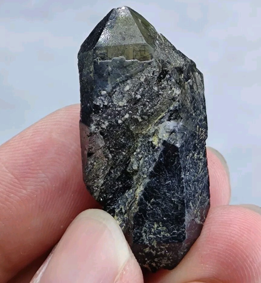 Rebeikite Included Quartz Crystal, Dark Blue Color From KP Pakistan, 11 Grams