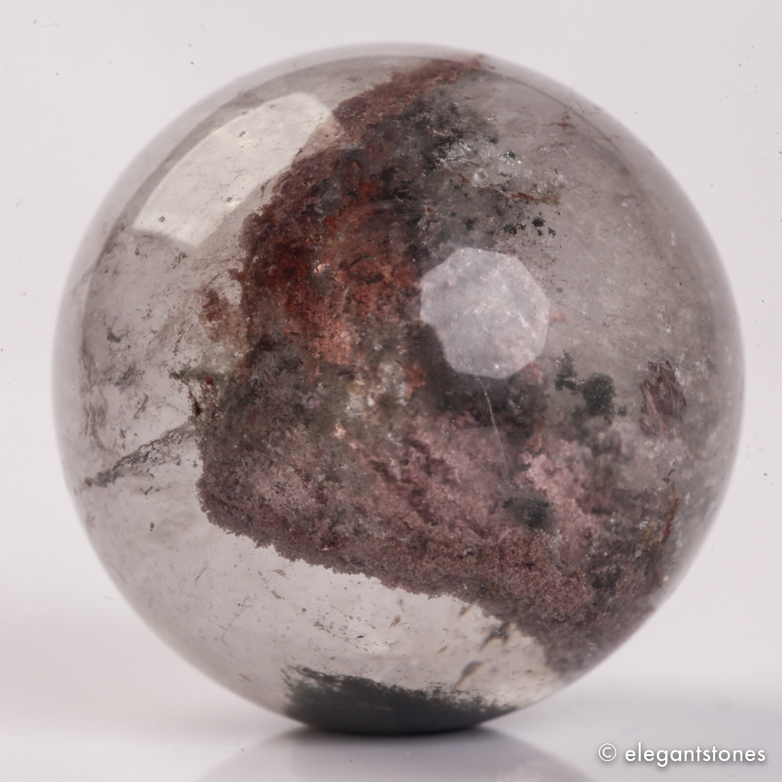 47g32mm Natural Garden/Phantom/Ghost/Lodolite Quartz Crystal Sphere Healing Ball