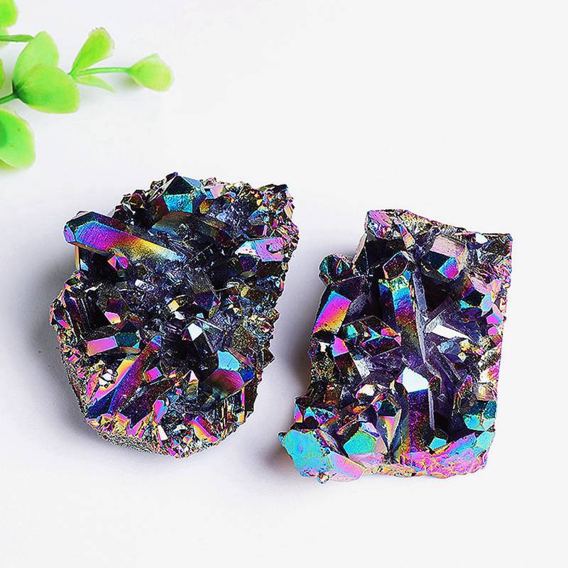 50g Natural Quartz Crystal Cluster Aura Rainbow Titanium Ore Stone Specimen Gift